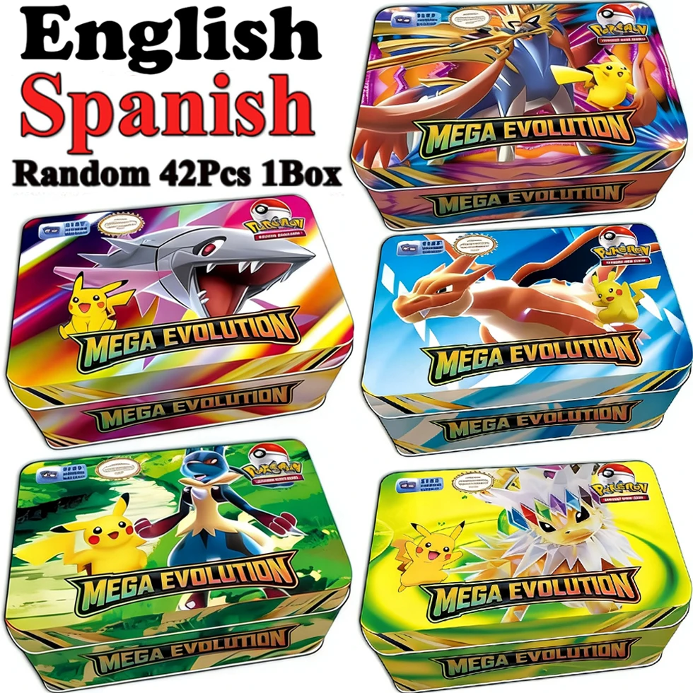 MEGA EVOLUTION 42pcs Pokemon Cards Battle Toys Lost Origin Pokemons Box with Pikachu Anime Bank Pokemon Game Cards for Childre