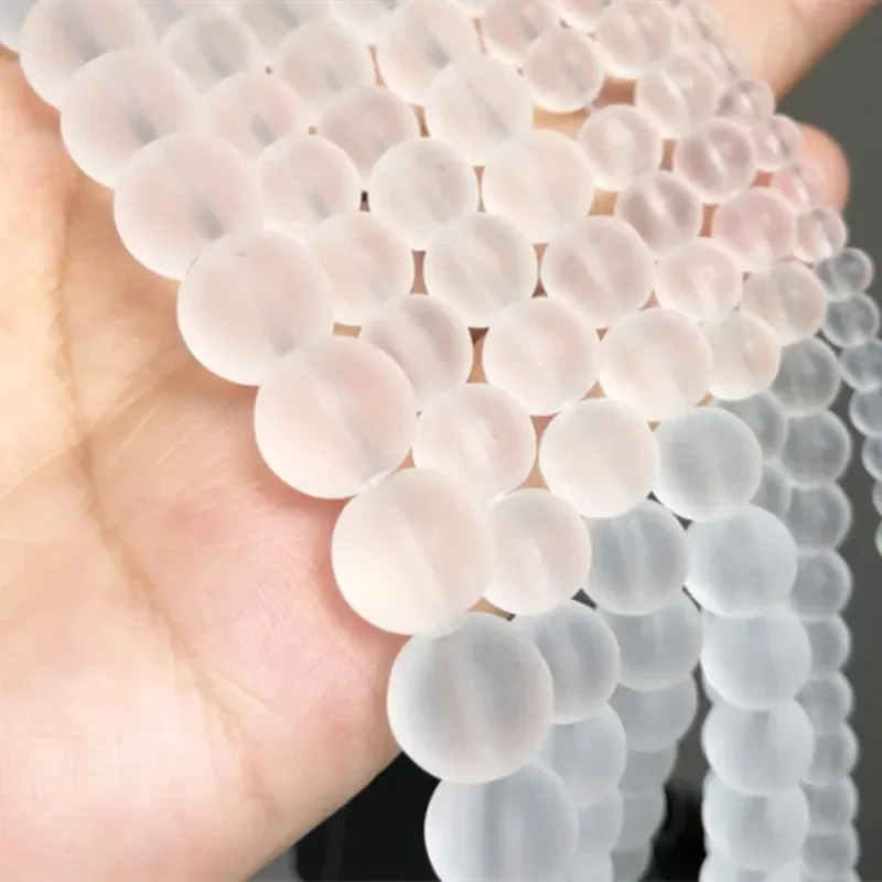 

Matte Crystal Loose Beads Natural Gemstone Smooth Round Stone Bead for Jewelry Making Bracelets Women