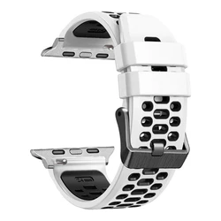 Silicone Smartwatch Band Strap - Versatile and Durable Bracelet - Series 3 2 1  42mm (White Black 2)