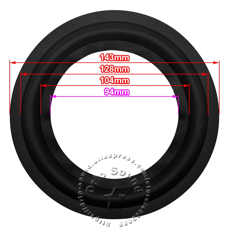 2x Altoparlante 6,5 Pollici Bordo Gomma Woofer Anello