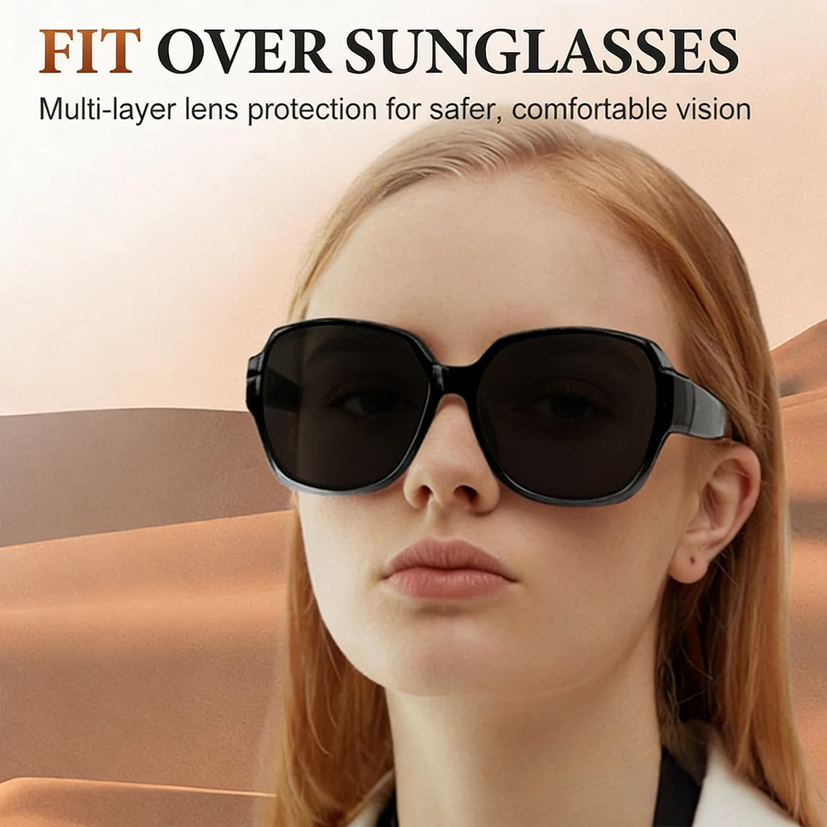 Set of 2 Stylish Square Clip-On Sunglasses with UV400 Protection