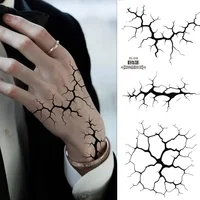 2Sheets Large Halloween Black Lightning Temporary Tattoo Sticker for Halloween makeup – Realistic Vein Design Face Tattoo Body A 3