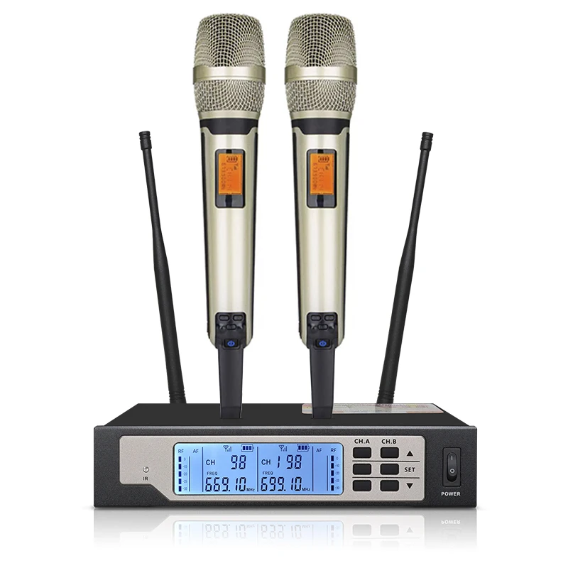 Professional wireless microphone SKM9000 2 channel UHF metal handheld stage performance karaoke singing microphone