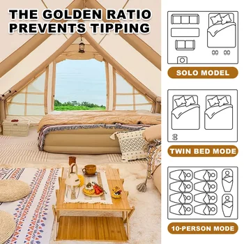 13' x 10' Inflatable Camping Tent for 8-10 Person,4 Season Blow up Tents Waterproof, Air Tent with Chimney Hole AC Port 6