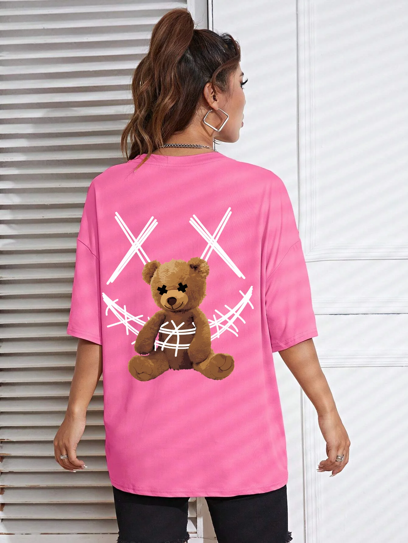 ストライプシャツのクマぬいぐるみ新品未使用 Bear Wear ぬいぐるみ 洋服 シャツ ブルーストライプ S 春夏25