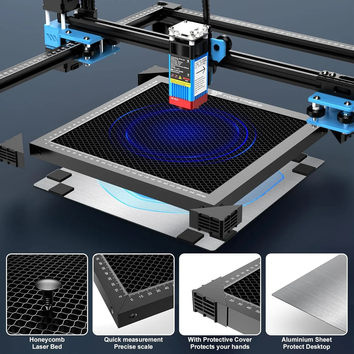 Heavy Duty Honeycomb Metal Table 300/400/500/600mm for Laser Engraver Cutting,Black Oxide Coated Fits for ORTUR xTool two trees — view 6