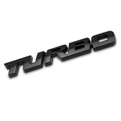 Turbo 3D Metal Emblem Car Body Sticker - Sleek Automotive Decoration Badge for 12x1.4CM (Black)