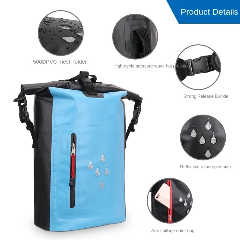 Outdoor Sports PVC Waterproof Rafting Bag Multifunctional Waterproof Bag Shoulder Outdoor Backpack 25L