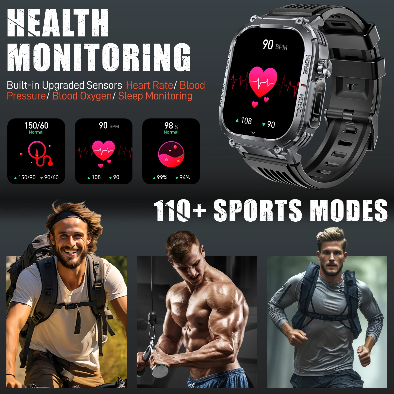 LaNikar New Smart Watch Men 3ATM Waterproof 2.02"S320B With Compass And LED Flashlight Sports And Fitness Tracking Heart Rate - Image 6