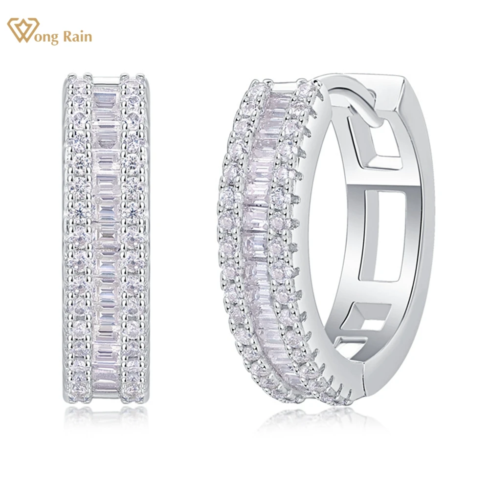 

Wong Rain 100% 925 Sterling Silver VVS1 3EX D Color Real Moissanite Diamonds Hoop Earrings For Women Fine Jewelry Gift Wholesale