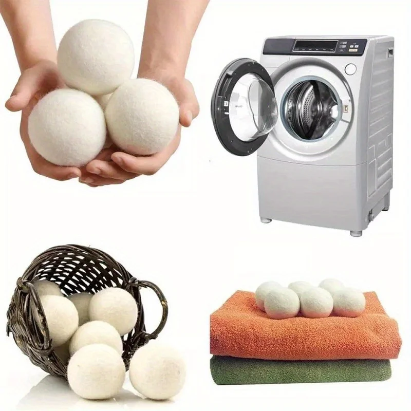 5pcs Pure Wool Dryer Balls Reusable Anti-Static Softens Clothes Prevents Sticky Hair Essential Laundry Accessory laundry ball