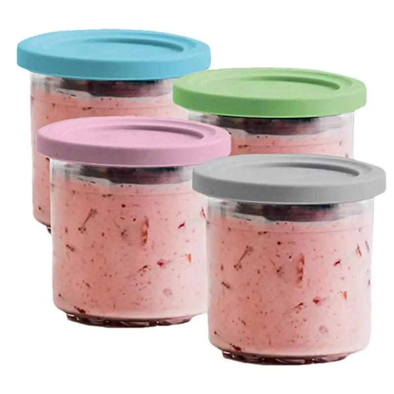 4Pcs Ice Cream Pints Cups for NC500 NC501 Ninja- Creami Series Ice Cream  Maker Replacements Storage Jar With Lids