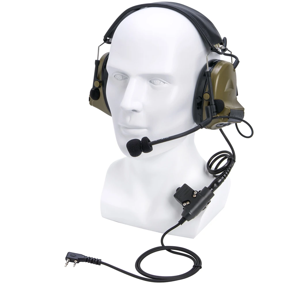 U94 PTT+green Tactical Headset and Noise Reduction Hearing Protection Shooting Headphone for Baofeng Kenwood HYT TYT Baofeng u94 ptt green tactical headset and noise reduction hearing protection shooting headphone for sepura stp8000 stp8030 stp8035