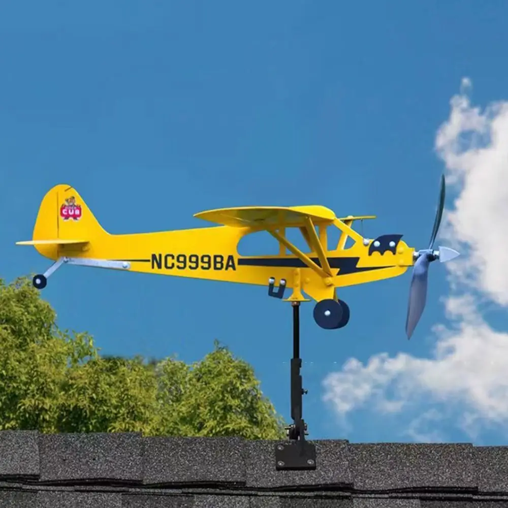3D Metal Pipe Windmill Wind Direction Compass Weather Vane Garden Decoration Airplane Weathervane