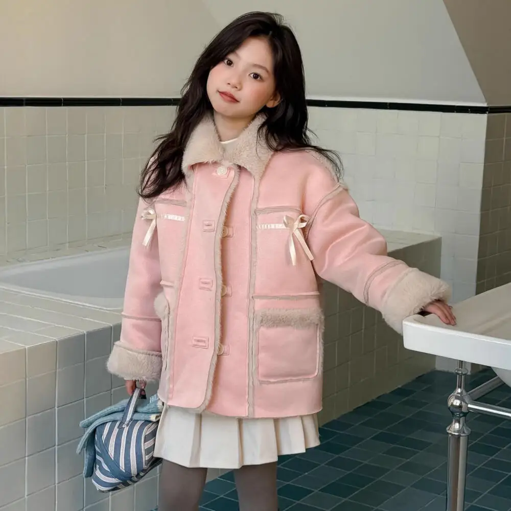 여아 퍼 코트 가을 겨울 신상 아동복 두꺼운 보온 벨벳 재킷 귀여운 아동복 후드티