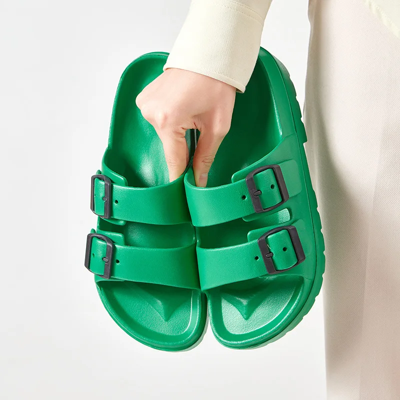 Shevalues Women's Platform Sandals 2025 Summer New Outdoor Anti-slip Beach Slippers With Double Buckle Women Fashion EVA Slides 2