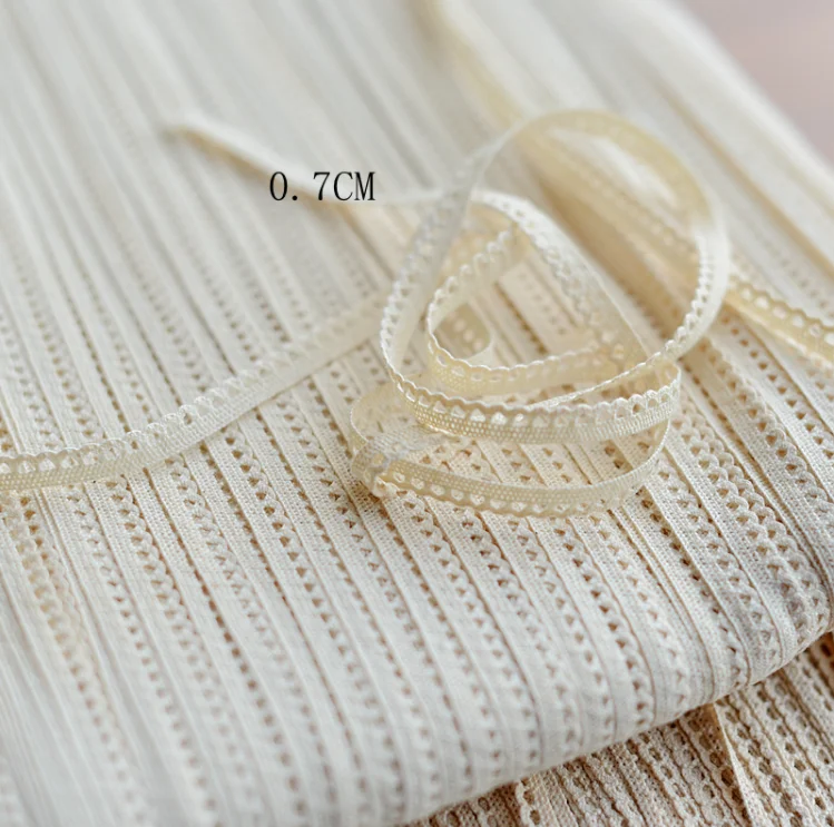 Lace sewing ribbon guipure lace trim fabric warp knitting DIY garment accessories 10 Meters 7mm beige cotton