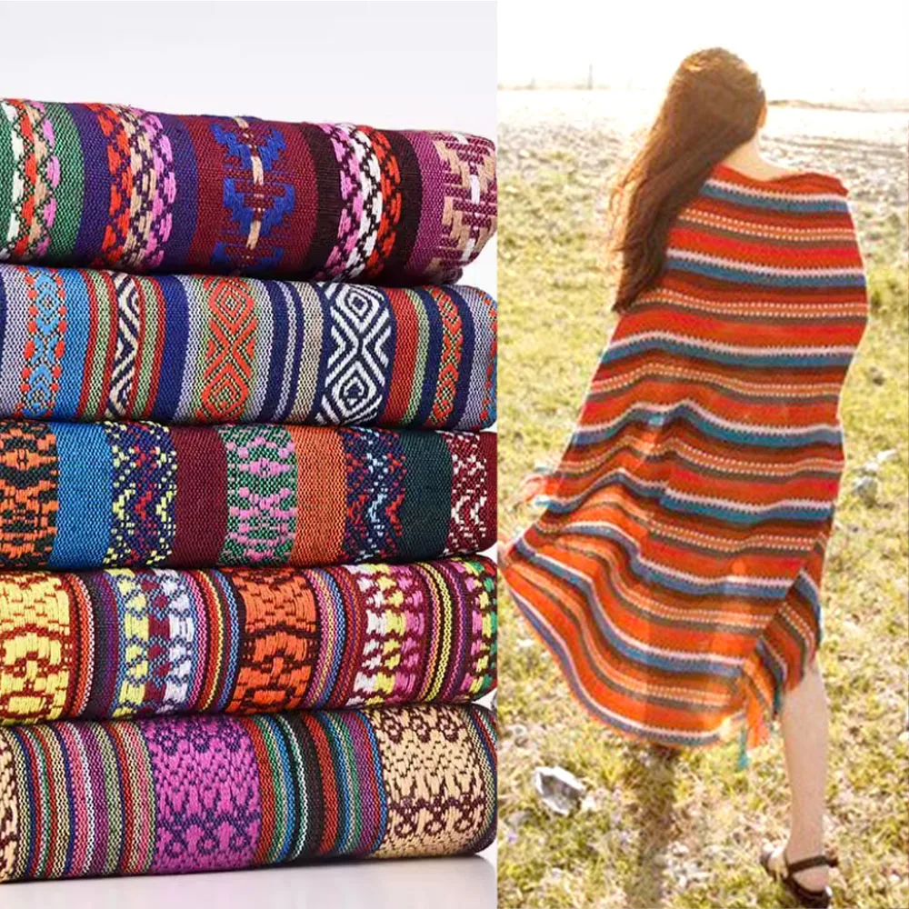 Ethnic Style Cotton Linen Fabric Textile Patchwork Sofa Cover Pillow Hotel Bar Tablecloth Curtain Decor Sewing Crafts Materials - 6