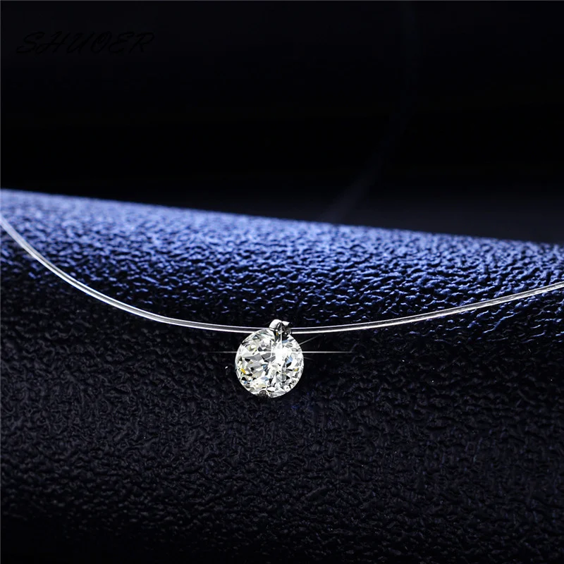 모이사나이트 다이아몬드 투명 낚싯줄, S, 쇄골 체인 목걸이, 여성 쥬얼리, 1ct