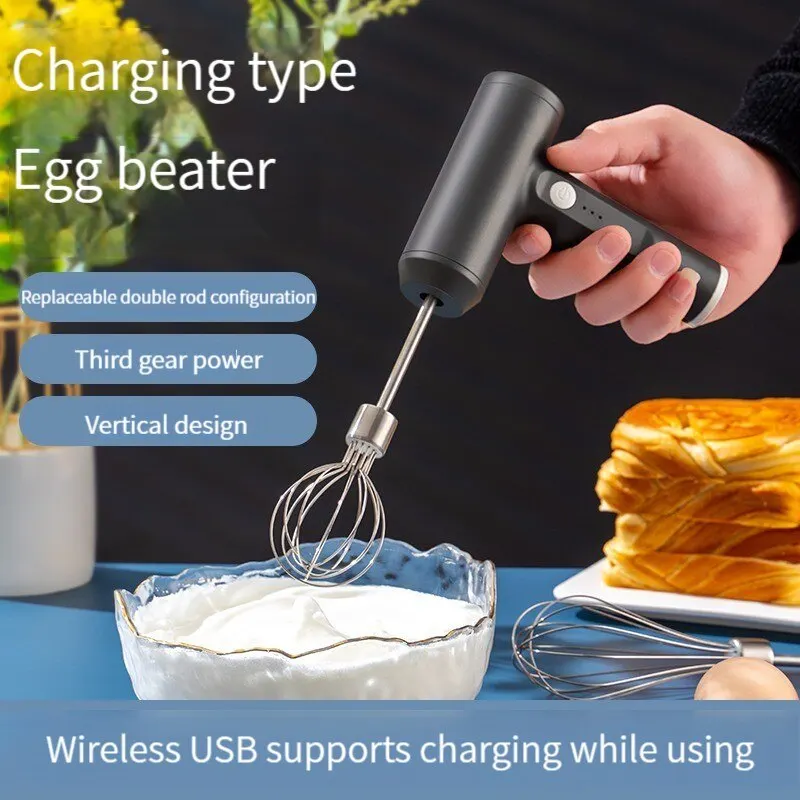

Wireless Electric Food Mixer Portable 3 Speeds Egg Beater Baking Dough Cake Cream Mixer Kitchen Tools