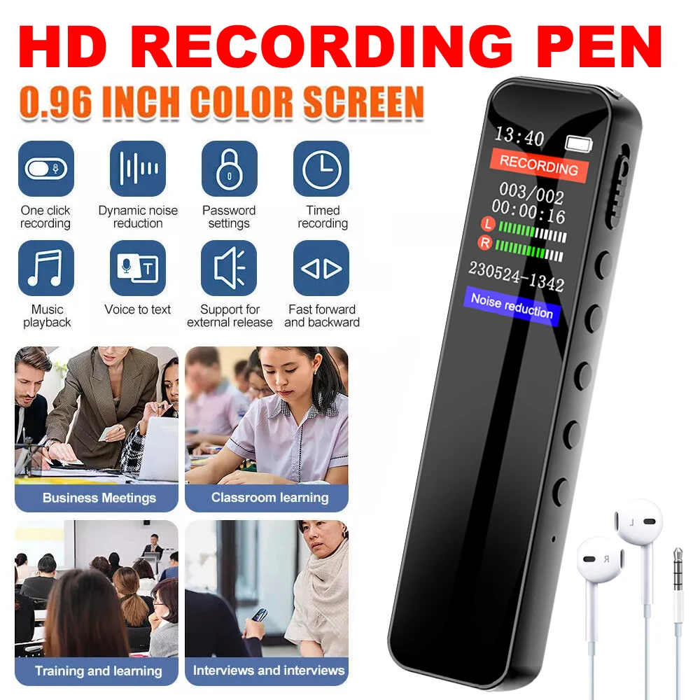 High-Quality Digital Audio Voice Recorder Colorful Display Screen Sound Digital Voice Recorder Dictaphone