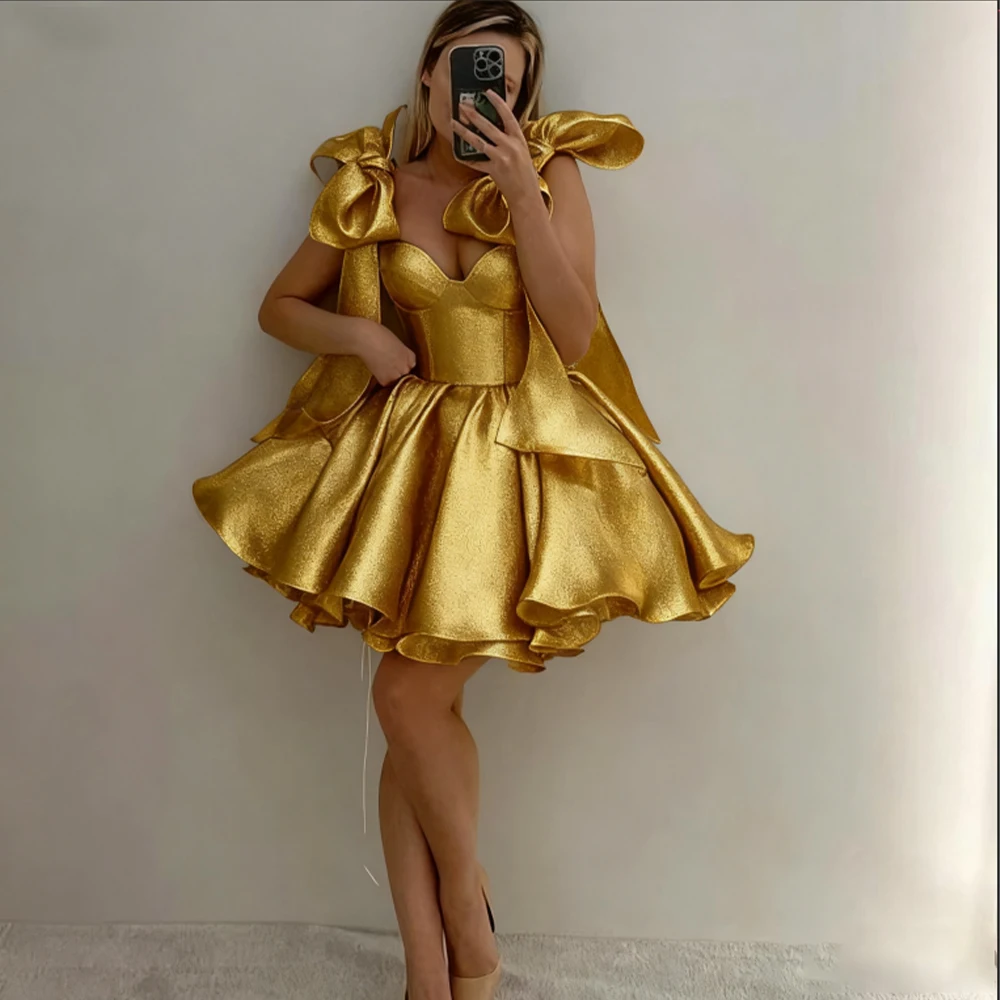 Golden Prom Dresses Sweetheart Short Homecoming Dress with Bow Birthday  Party Gowns Cocktail Graduation Prom Dress Customized - AliExpress 320
