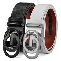 Men Belt Genuine Leather Automatic Buckle Famous Brand Belt for Men's High Quality Buckle Work Business Black Cowskin Business