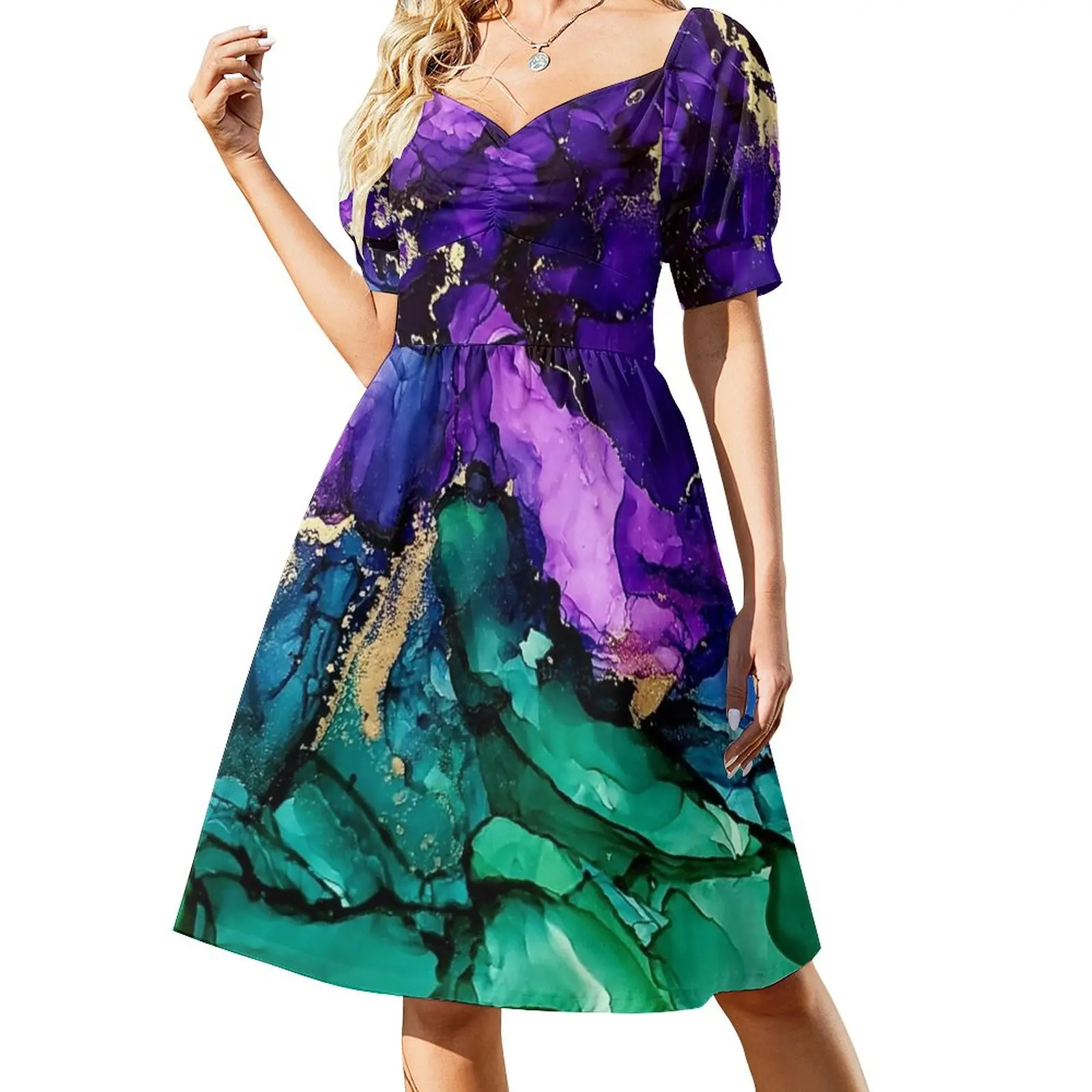 

Mardi Gras Alcohol Ink Art Dress Bride dresses summer dress korean women