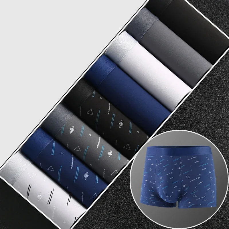 Boxer shorts 4 Pcs men sports underwear underpants XL 2XL 3XL 4XL simple line breathable fashion sports fitness