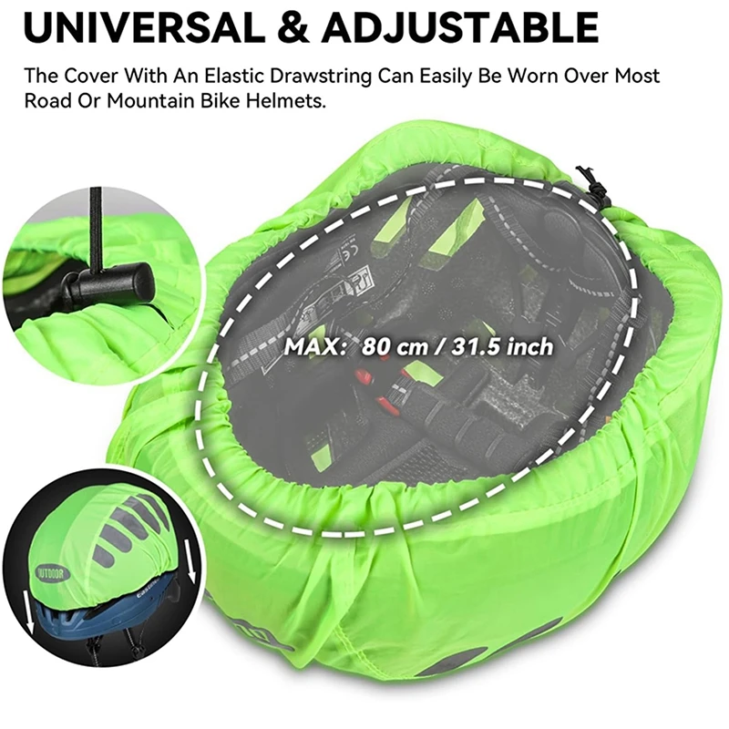 1 Pcs Bike Helmet Rain Cover With Reflective Strip Waterproof Windproof Bicycle Helmet Cover High Visibility Cycling Ride Gear 2