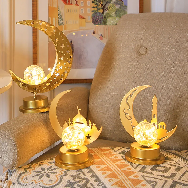 

Ramadan Decoration 2023 Gold Moon Castle LED Lamp Islamic Ramadan Kareem Muslim Party Decor Eid Mubarak Gifts Eid Al Adh