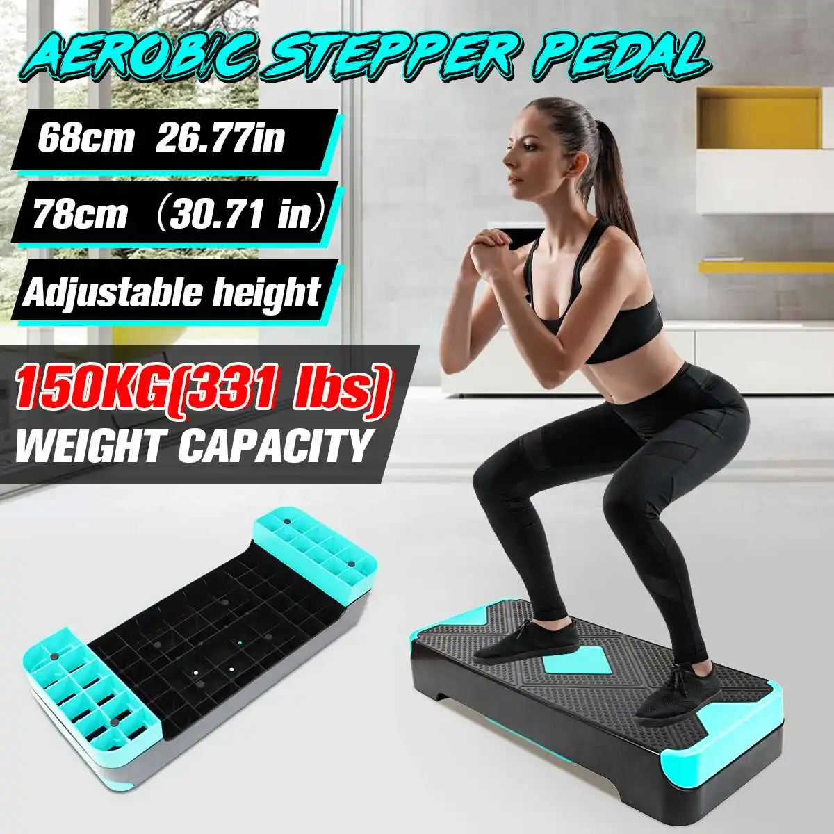 

150KG Fitness Aerobic Step Adjustable Non-slip Cardio Yoga Pedal Stepper Gym Workout Exercise Fitness Aerobic Step Equipment