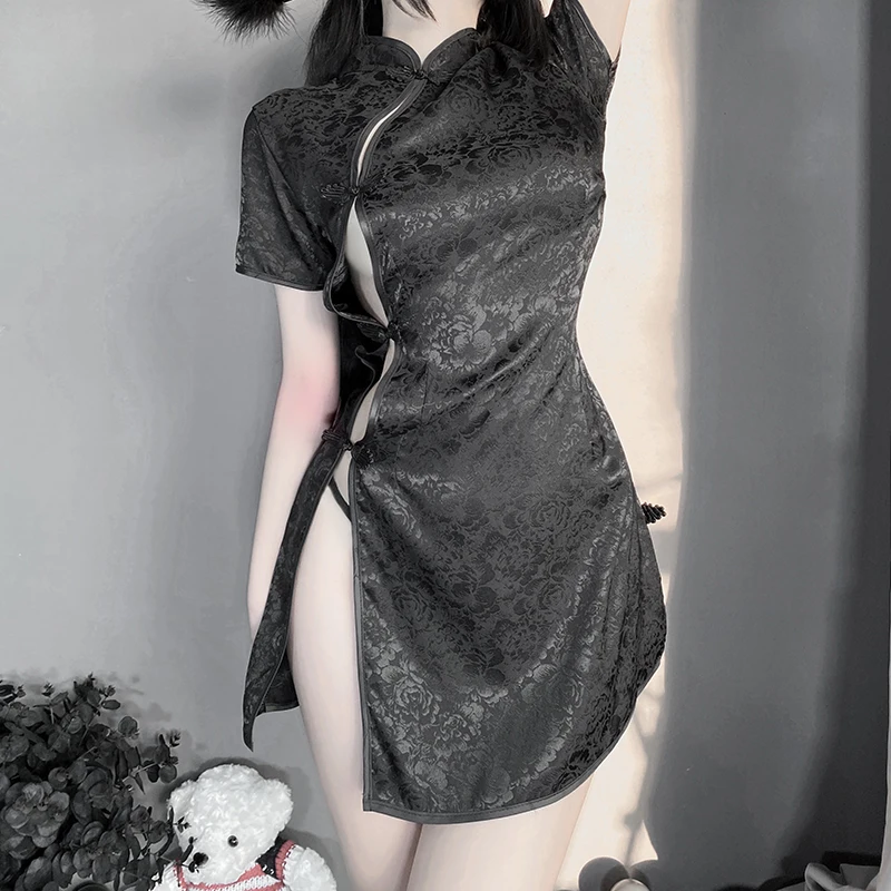 Women Cheongsam Anime Sexy Lingerie Costumes Qipao Dress Cosplay Role Play Side Open Design Porno Outfits