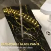 Luxury Bathroom Shelf without drilling Iron Wall Shelf with Marble style Glass Plate Makeup Storage Rack Bathroom Accessories 5