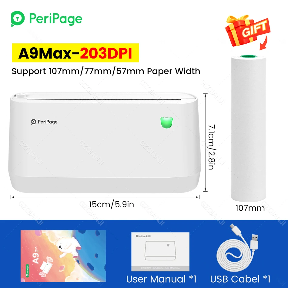 Mini Imprimante Portable, M02L Imprimante Photo Thermique Sans Fil Bt