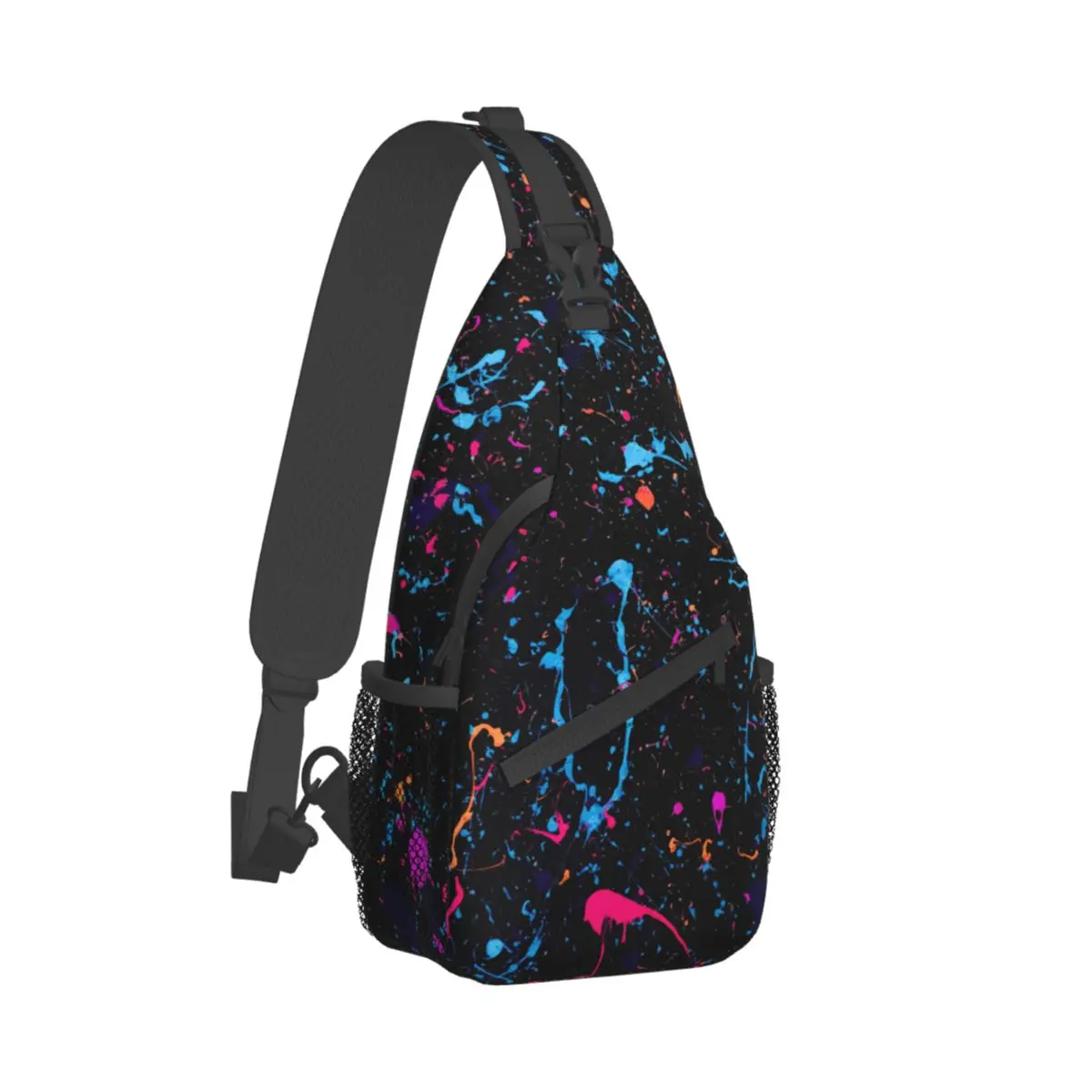 

Splatter Neon Crossbody Chest Bags Pockets Travel Pack Messenger Sports Teens Shoulder Bag Unisex