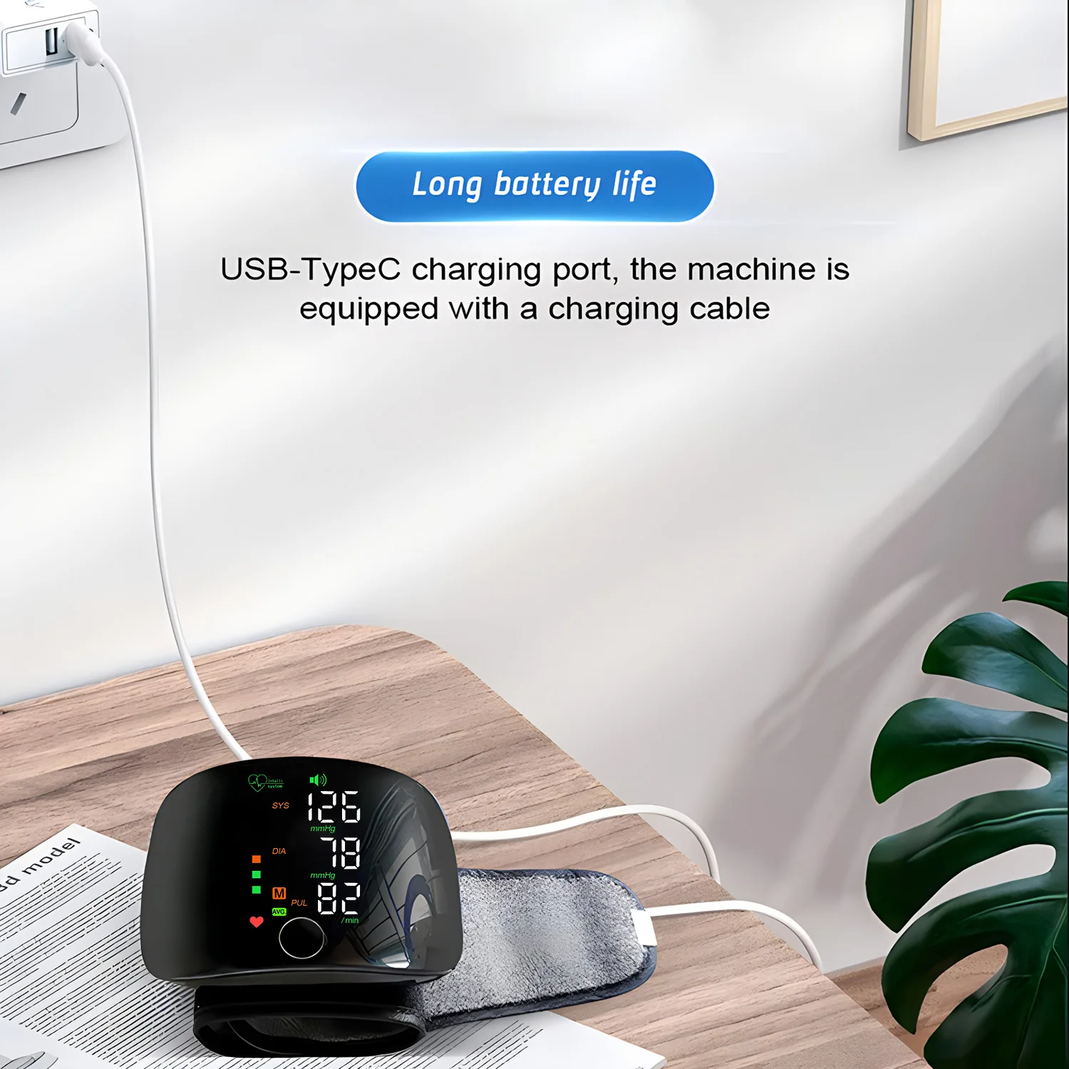 New Home LCD Digital Display Rechargeable Wrist Blood Pressure Monitor Smart Tonometer BP Monitor USB Rechargeable blood pressure monitor blood pressure meter
