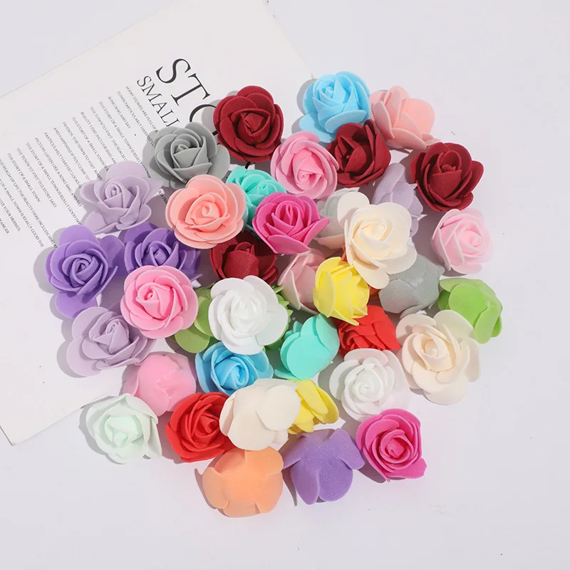 50 Stück 3,5 cm große künstliche Rosenköpfe aus Schaumstoff, Kunstrosen für Hochzeit, Party, Heimdekoration, Valentinstagsgeschenk – Detail 7