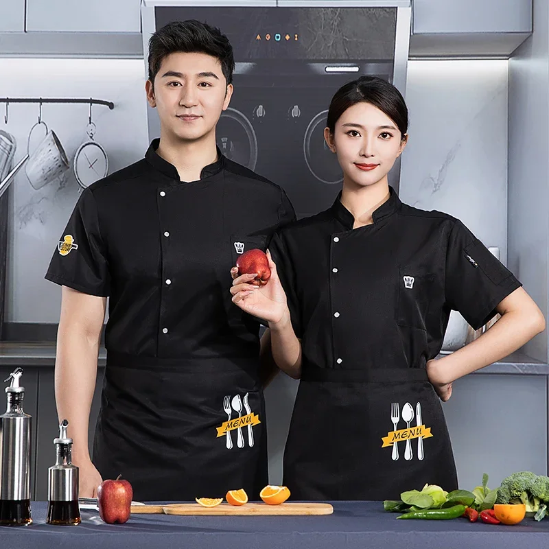 

men Restaurant Jacket Waiter Workwear Shop Chef Catering Coat Cooking Black Uniform Work Coffee Casual Top Clothes