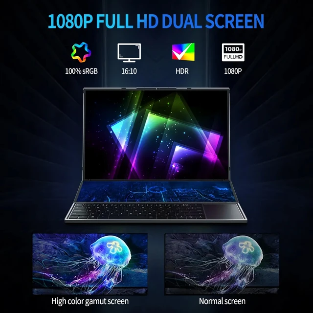 2023 Topton Ultra Thin Notebook Full HD Dual Screen 16″ IPS+ 14” Touch ...