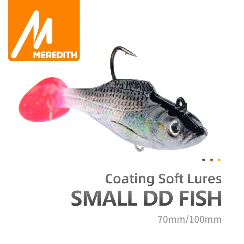MEREDITH 100mm Small DD Fish 3pcs 17.2g Fishing Lures T Tail Soft Fishing  Lures Single Hook Artificial Wobblers Bait Fishin