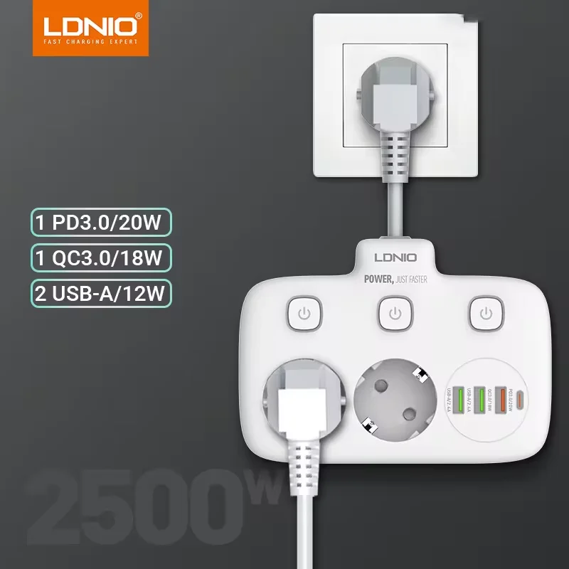 Power Strip EU Plug 2 AD 3 USB 1 Type-C Port Electrical Socket Korea 4.8mm Outlet Home Office Adapter Surge Protector