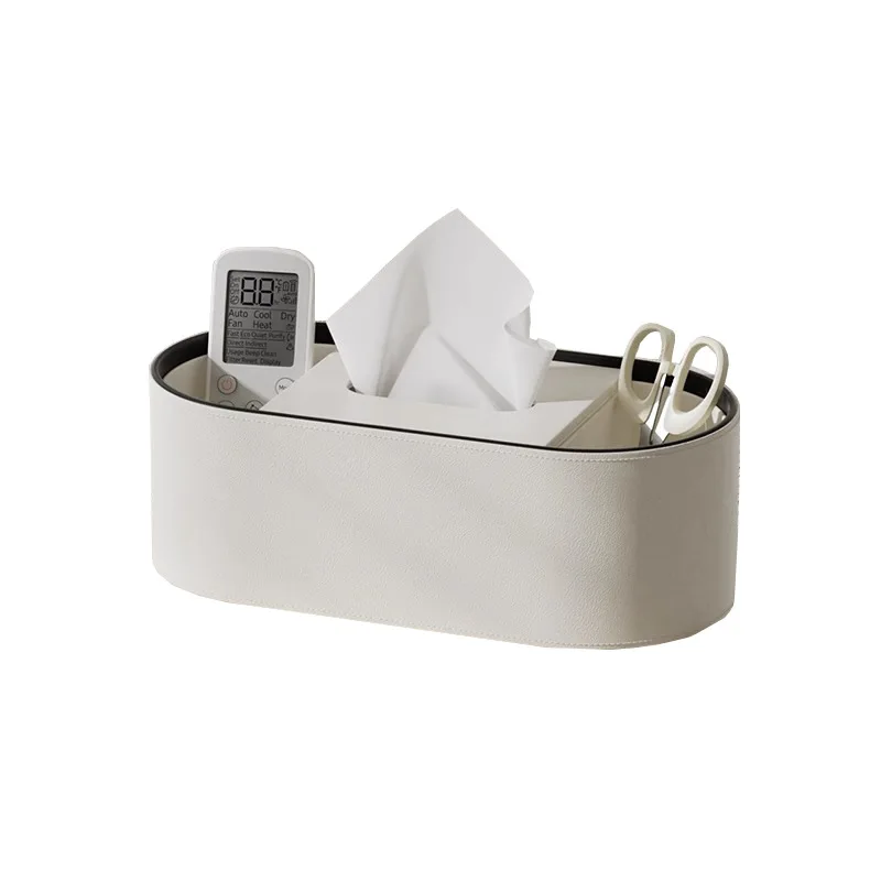 Simple PU Leather Tissue Box Big Thickened Desktop Storage Rack Home Decor Paper Napkin Holder For Office Table Countertop 2