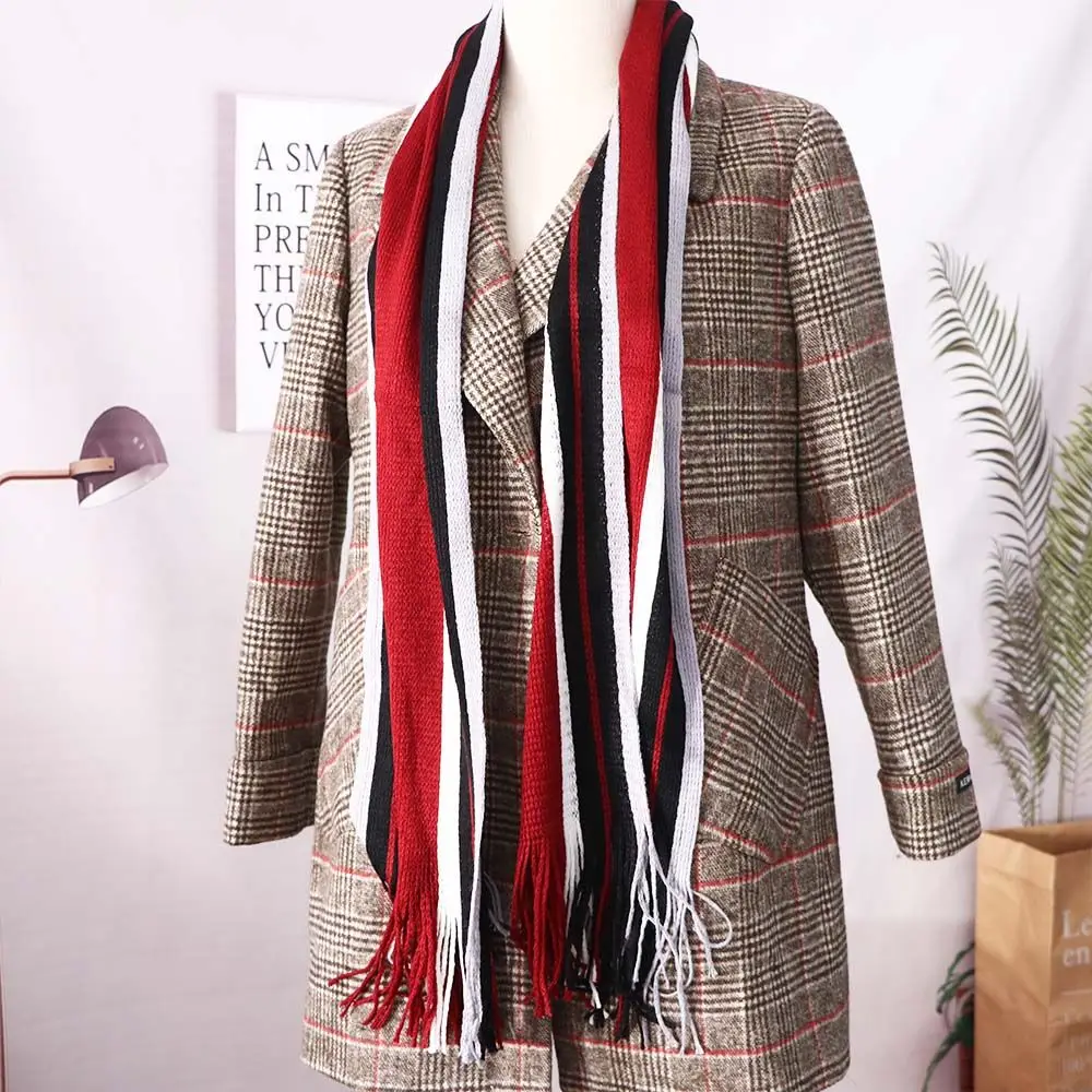 High Quality Warm Scarves Warm Winter Knit Scarf Men's Shawls Male Echarpe Tassel Scarf Scarf Fringed Muffler Striped Scarf