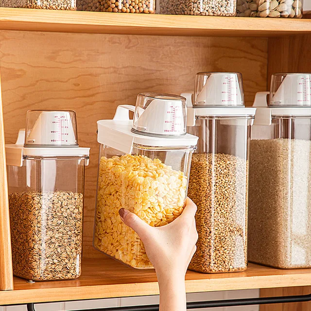 2 Pack Medium and Large Size Plastic Airtight Cereal Container with  Scooper, Storage Containers, Kitchen Storage Container Rapid - AliExpress