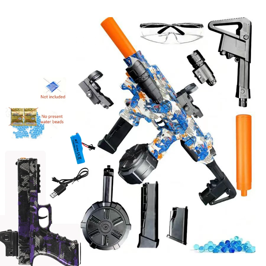 Boy's Toy Gun Carbine Set G17 with 3.7V Battery Can Fire 7-8mm Hydrogel Balls, Boys' New Year Gift, Game Replica Model