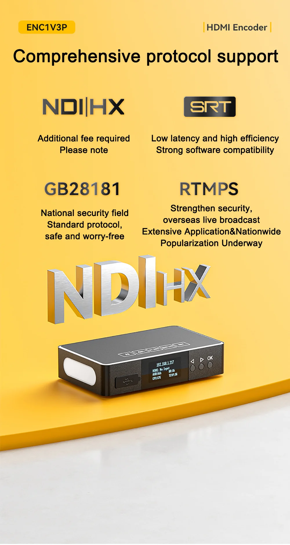 Link Pi ENC1V3P Video Codec 4K30 HDMI Encoding NDI Decoding Built-in Tally Suppo