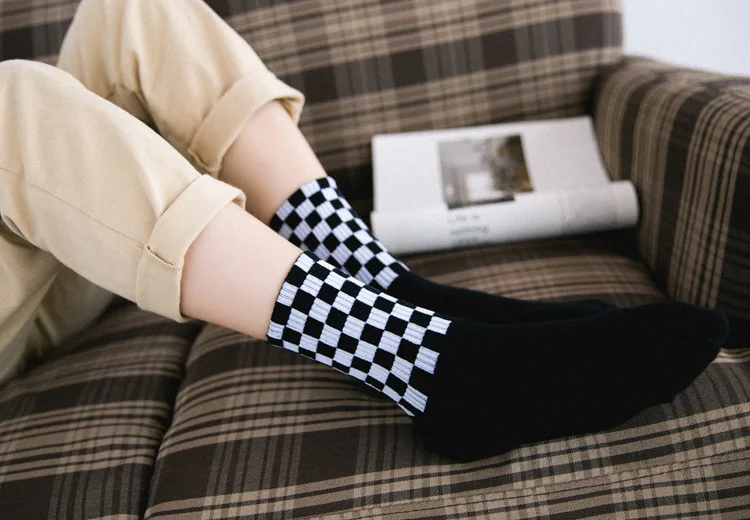 Men's Socks Plaid Unisex Sports Cotton Korean Version Couples Chessboard Street Hip Hop Skateboards 6 S51340f8725144c0d9493e868b0da2018w