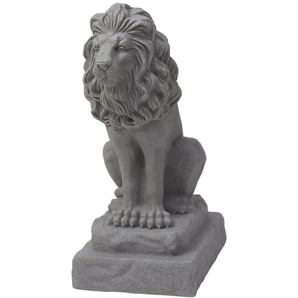 

28" H Garden Lion Statue Plastic Resin Lightweight Outdoor Sculpture for Patio, Balcony, Yard Ornament - Natural Granite