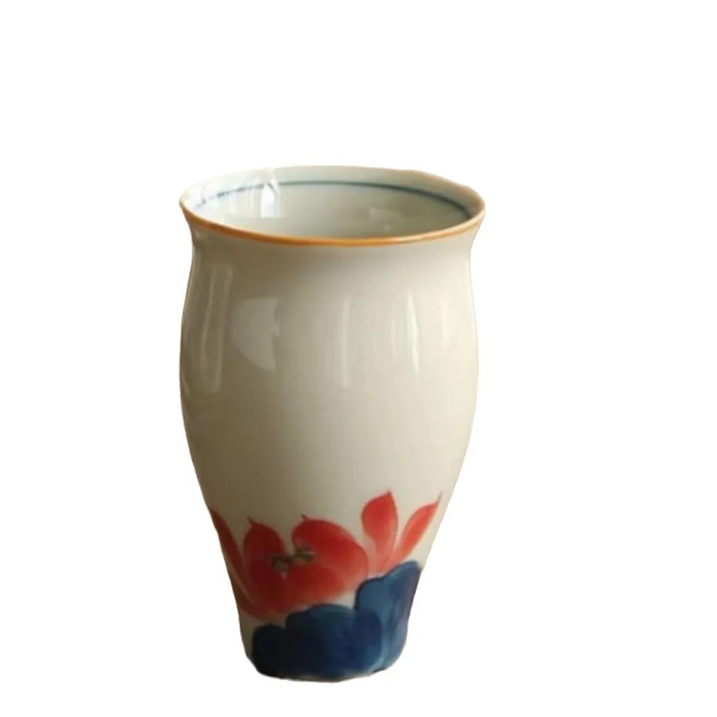 50ml Hand-painted Ceramic Tea Cup, Underglaze Color, Koi and Lotus Flowers, Fragrant Cup, Antique Style Wine Master Cup